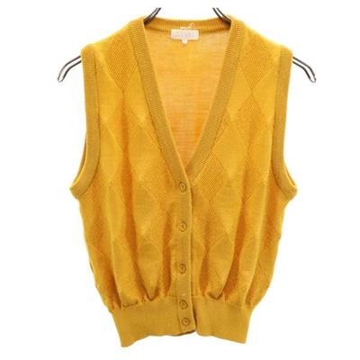 Gilet tricoté en laine à motif argyle et col en V pour femme M jaune SPORTS Occasion