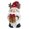 Small Statue for Living Room Christmas Gnome Figurine, Resin Red Santa Dwarf with Tree/Gift Box, Cute Faceless Antlers Tomte Swedish Nordic