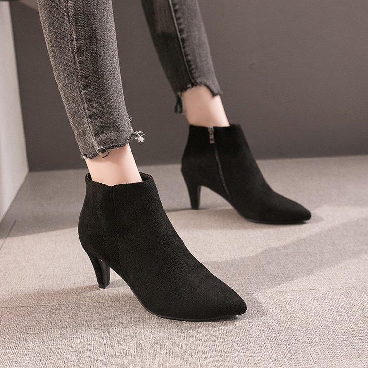 Fashion 2025 Spring and Autumn New Solid Tone Pointed Sleeve Wearing Thin Heel Versatile Single Boot Women Comfortable Women's Shoes