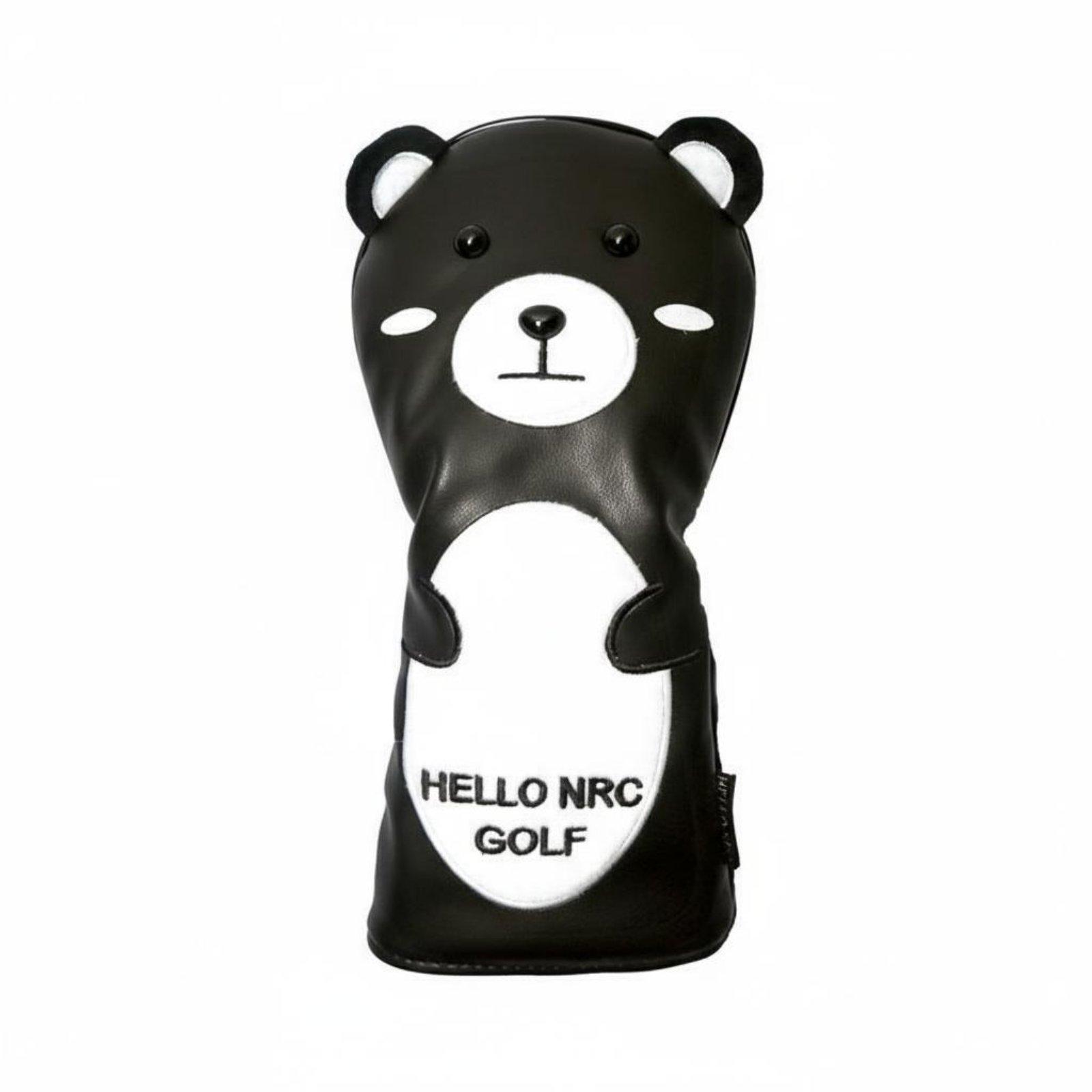 Housse de tête de sport en peluche douce Étiquette de numéro réglable Housse de tête de sport ours de dessin animé Housse de driver créature drôle Imperméable