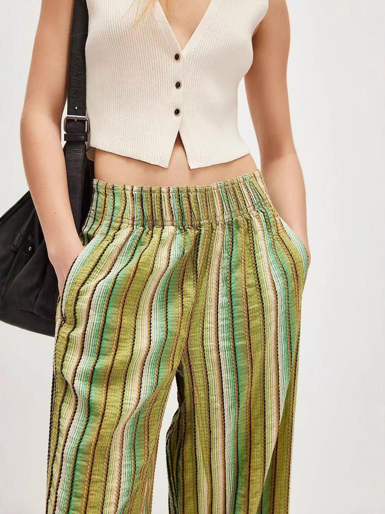 Striped Wide Leg Pants Women Spring/Autumn Casual Loose High Waist Slimming Trousers for Women