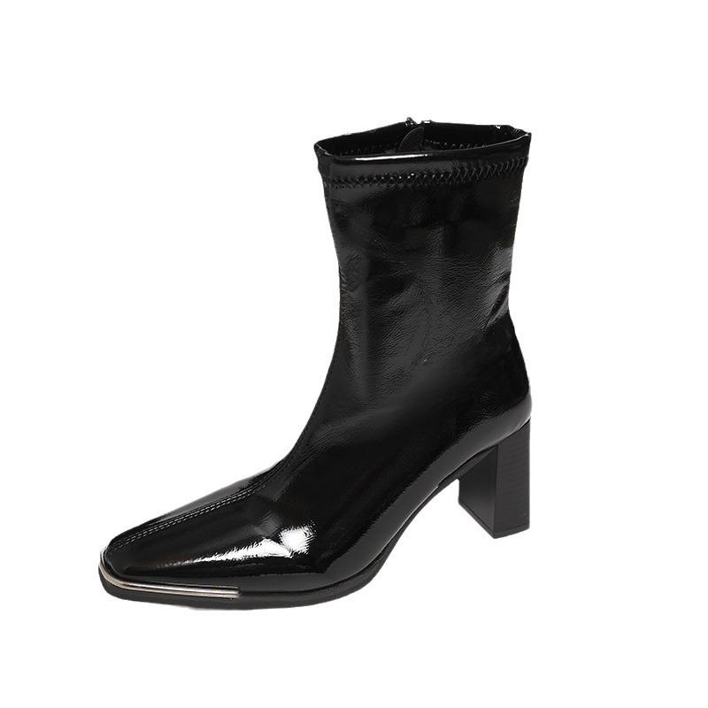 Autumn and winter fashion boots women's 2024 new thin boots thick heel medium boots fashion French boots women