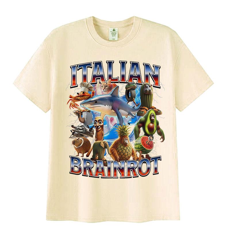 Zabawne włoskie memy o mózgu T-shirty Unisex Tralalero Tralala Tung Tung Tung Sahur Bombardiro Crocodilo Brr Brr Patapim T-shirty
