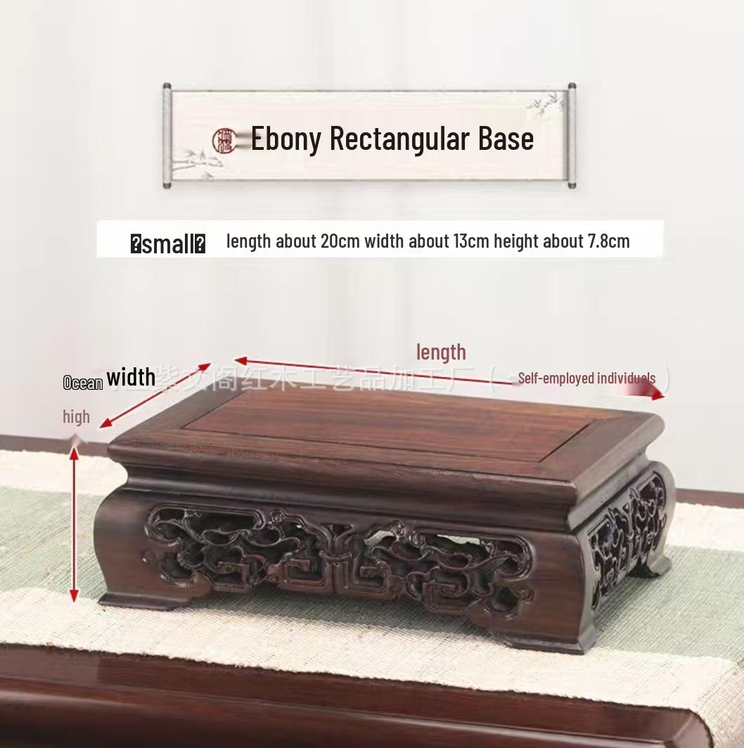 

Ebony Wood Rectangular Fish Tank with Bonsai Stone and Buddha Statue Ornament
