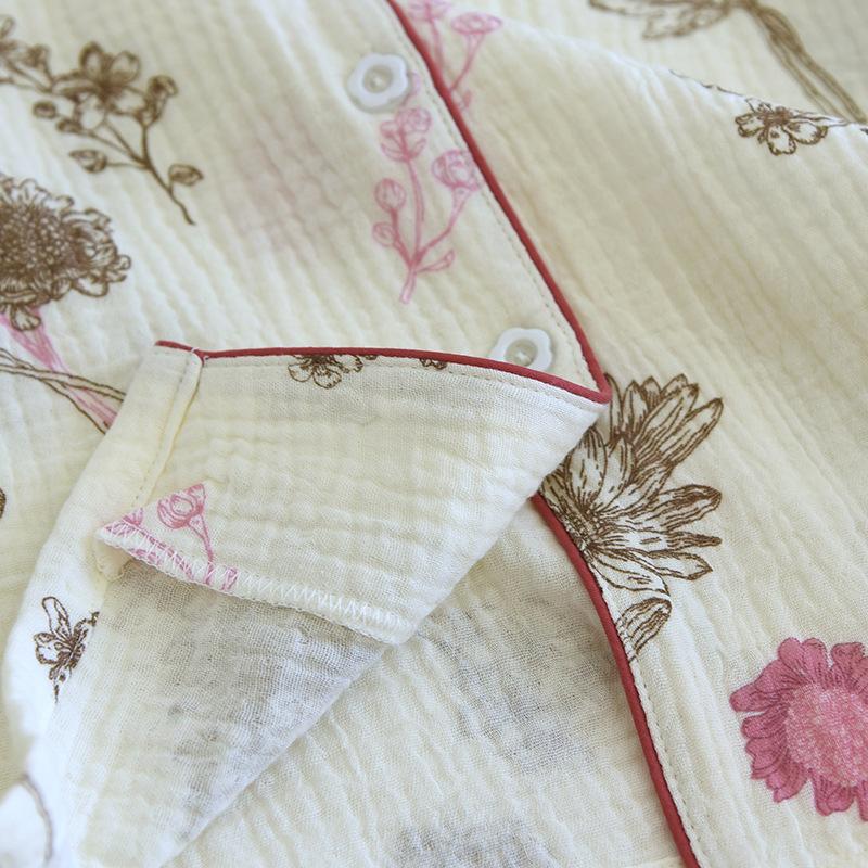 Nowy wiosenno-letni damski komplet piżamowy 100% bawełny krepowej z krótkim rękawem i spodniami, dwuczęściowy zestaw dla kobiet, uroczy domowy