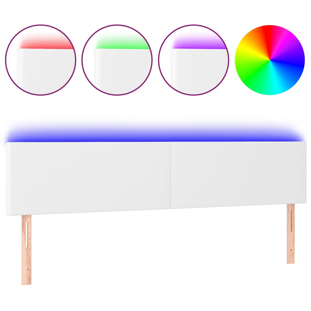 Vidaxl Zagłówek Do Łóżka Z Led, Biały, 200X5X78/88 Cm, Sztuczna Skóra