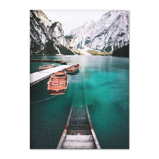 Nordic Landscape Sunrise Sika Deer Wall Art Canvas Painting Nordic Posters and Printed Wall Pictures for Living Room Decor No Frame