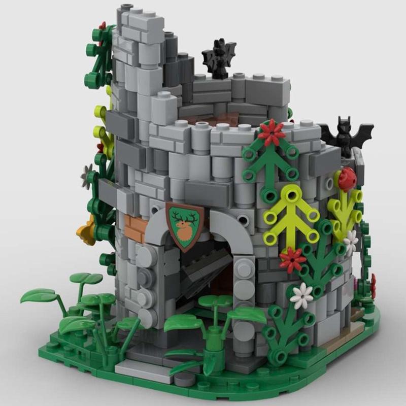 

NEW 377pcs MOC Medieval Street View forest man Watchtower ruin model DIY creative ideas Child Toy Assembly Puzzle Birthday Gift