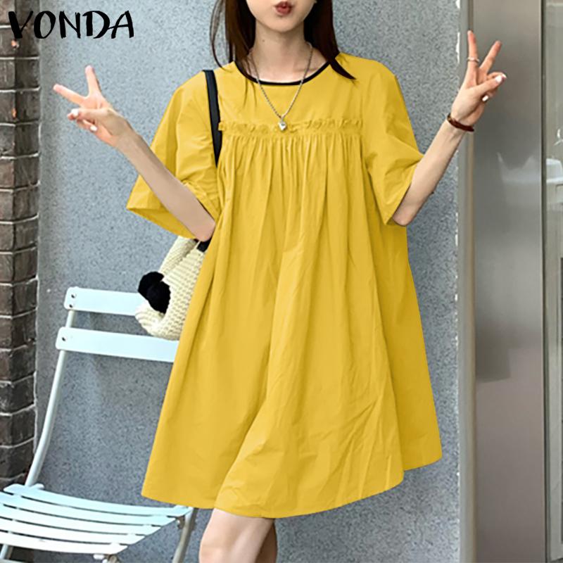 

VONDA Лето Женщины Линия Сращивание Цвет Короткое платье