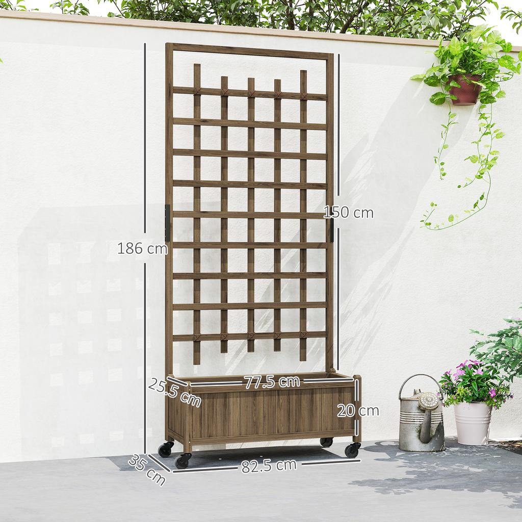 Wooden Trellis Planter Raised Garden Bed With Wheels To Climb And Grow Vegetables Herbs And Flowers Brown