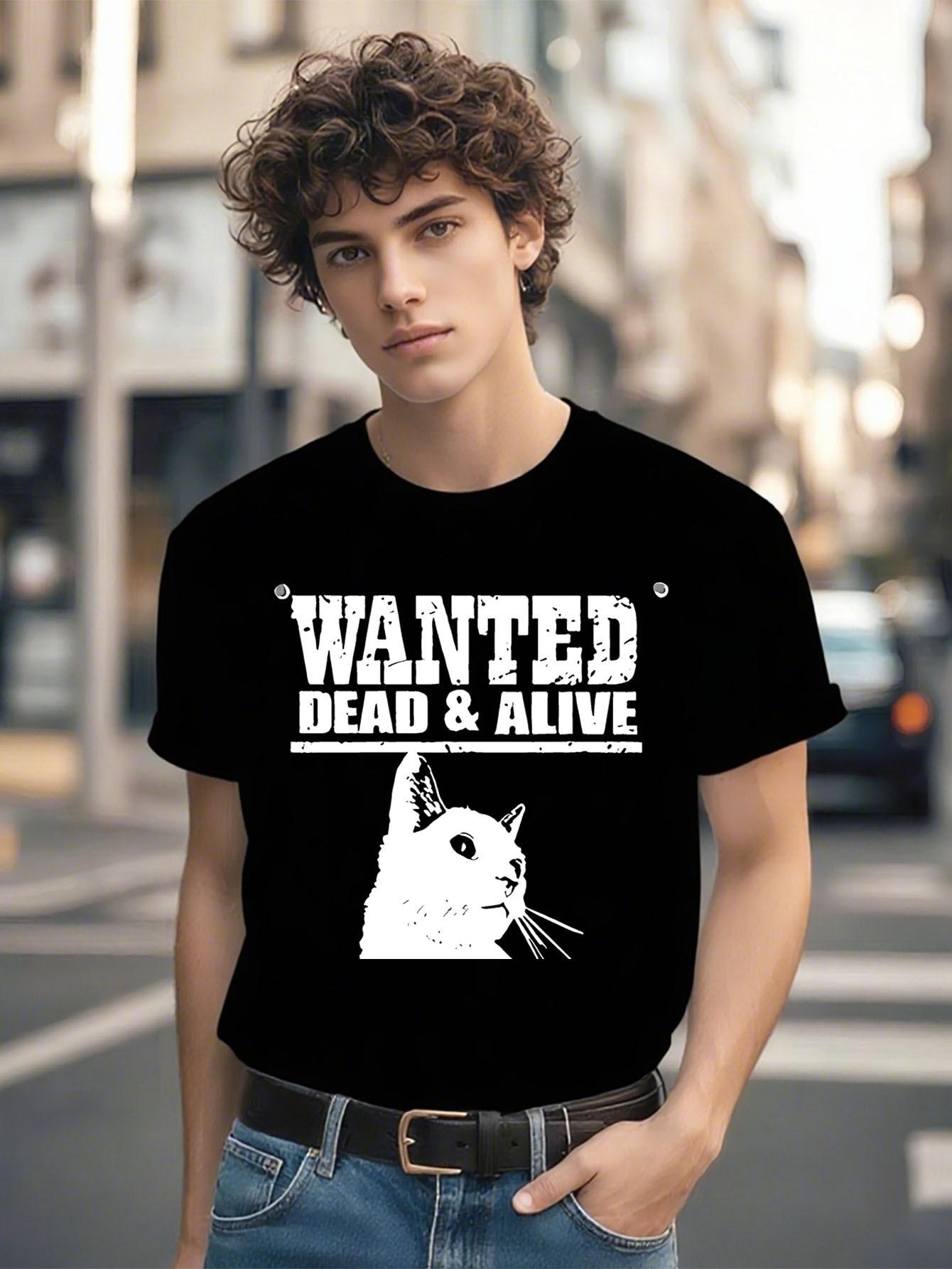 Black Tshirt - Wanted Dead and Alive Graphic Tee with Sch... XL