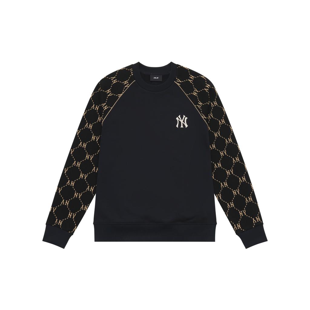 New MLB MONOGRAM Collection New York Yankees 24FW Crewneck Sweatshirt Unisex Black 3AMTM1244-50BKS