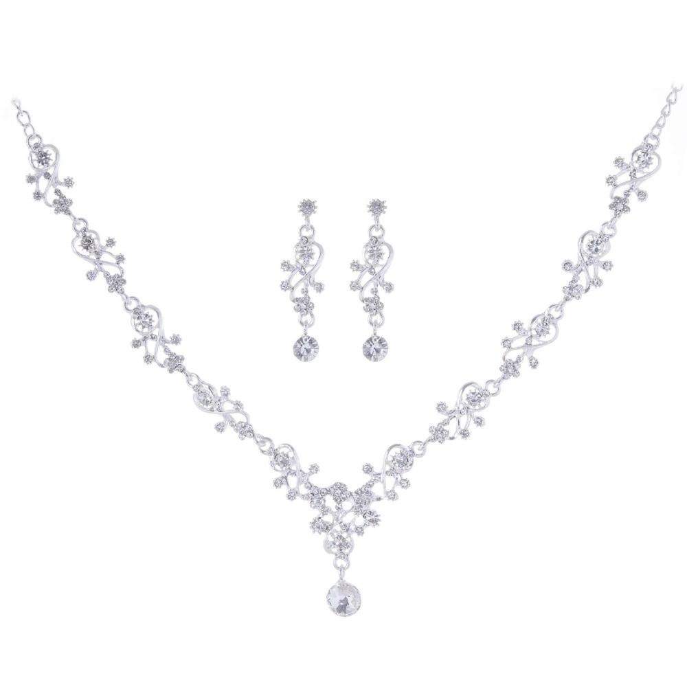 Rhinestone Bridal Jewelry Sets Golden Necklace Earring Set Exquisite Jewelry Sets  Jewelry Gifts