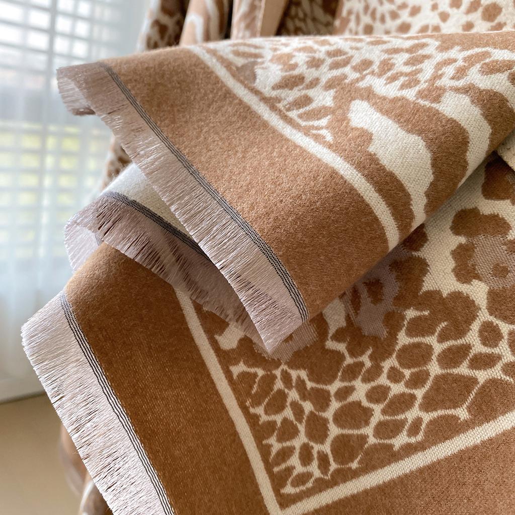 Imitation cashmere leopard print scarf women's fashion versatile retro cream style warm scarf shawl W