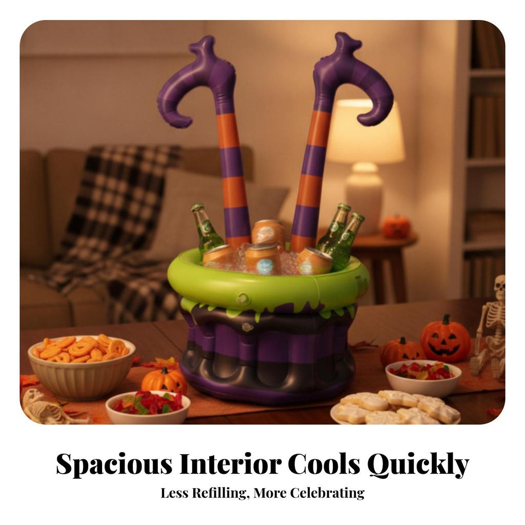 Inflatable Cooler with Witch Legs Eye-Catching Ice Container Fun