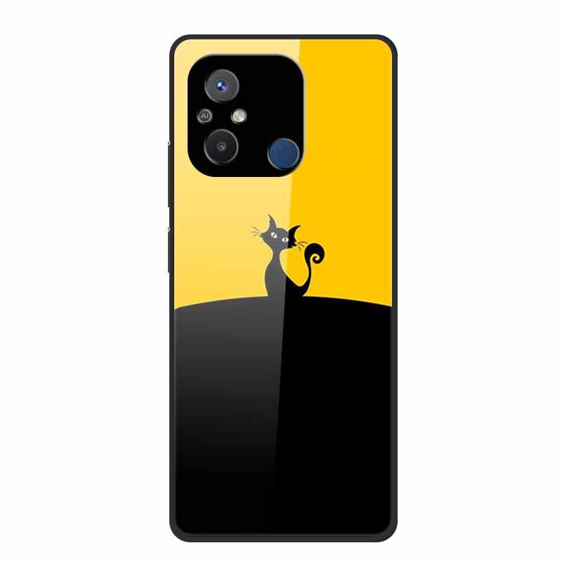 Gehärtetes Glas Case für Redmi 12C Rückabdeckung Hartschalen Case für Xiaomi Redmi 12C 4G Handyhülle Redmi12C Fundas 22120RN86G Cooler Stoßfänger