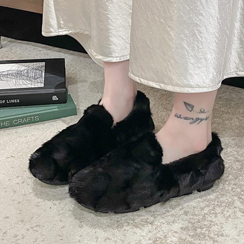 Fashion Fur Women Flats Cotton Shoes Fashion Short Plush Leopard Boots Dress Casual Winter Shoes 2025 Brand Designer Zapatos De Mujer