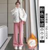 Black narrow wide-leg pants women's spring, autumn and winter velvet high-waisted drape straight casual small corduroy pants