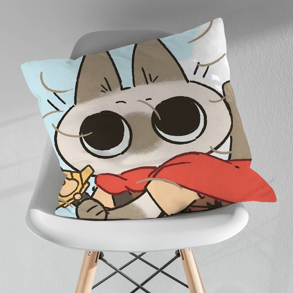 Cute Art AAzukisan Cat Various Sizes Square Pillow Case For Car Home Bedchamber Decor Birthday Gift