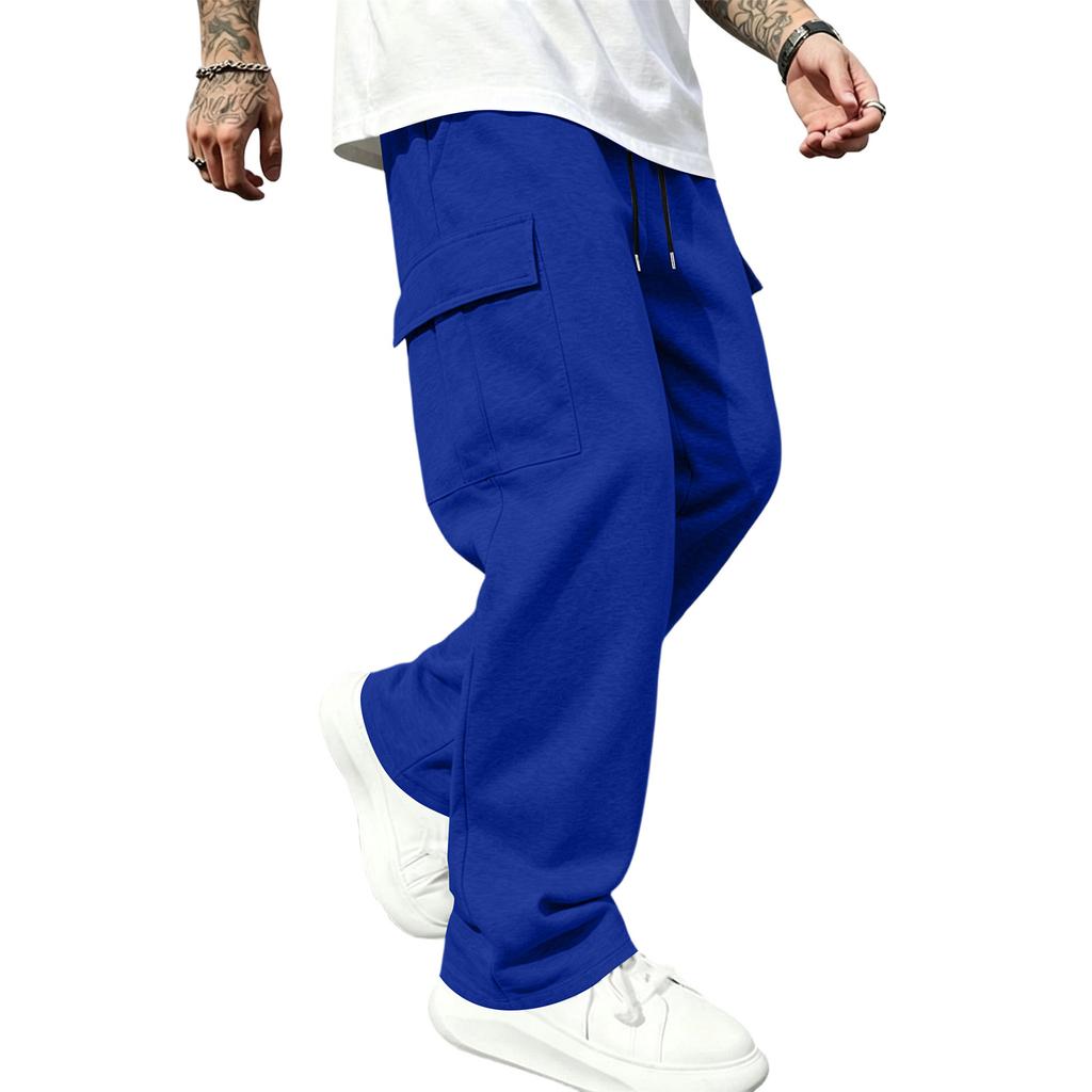 Men's Loose Fit Cargo Sweatpants with Elastic Waist Straight Leg Casual Athletic Pants