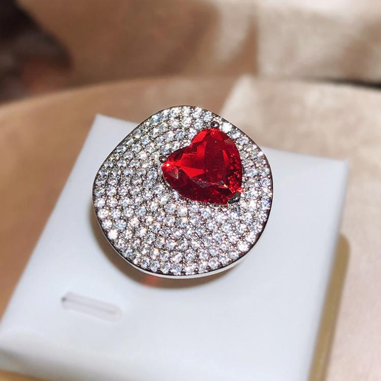 Fashion Retro Temperament Bright Dove Love Zircon Ring Female Opening