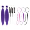1/2/3 Sets 26-Inch Long Purple Hair Extension with Comb Bun Maker Hairdressing Tools Party Pre Stretched Straight Synthetic Hair Extension