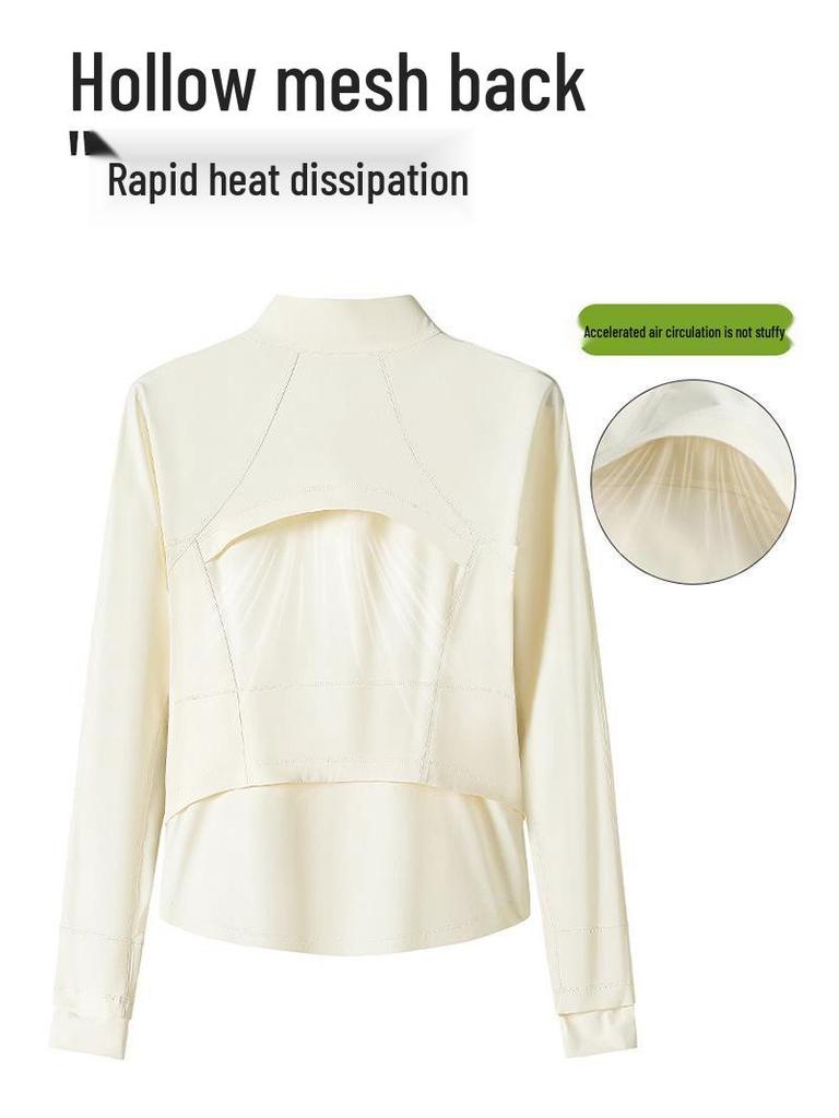 Women's Ice Silk Sun Protection Jacket, Stand Collar Slim Fit with High-Quality YKK Zipper, Thin, Breathable, and Skin-Friendly.