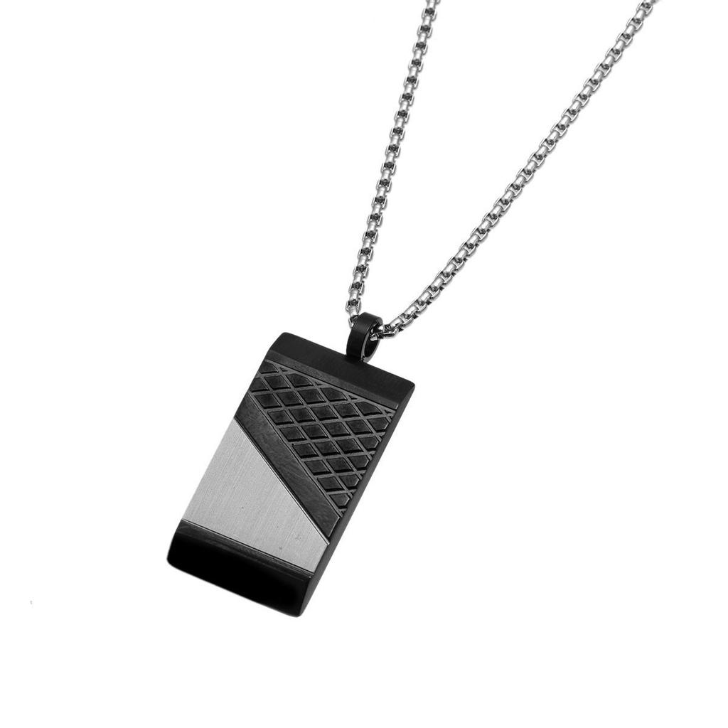 European and American Trend Square Sweater Chain Necklace Retro Hip-hop Titanium Steel Pendant Necklace for Men