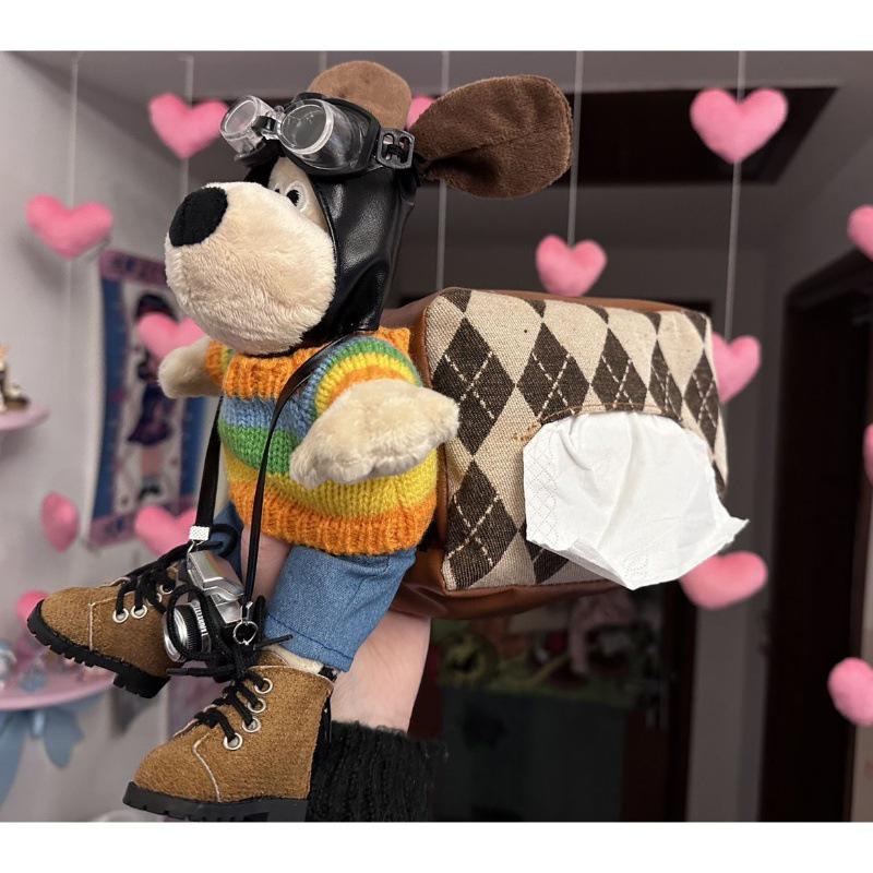 "Uroczy Pudełko na Chusteczki Samochodowe w Kształcie Psiej Głowy na Wewnętrzny Podłokietnik"