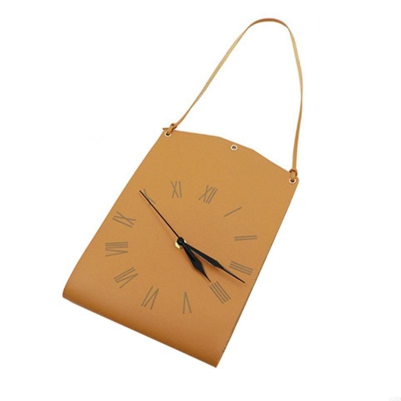 62KD Handbag Designs Wall Clock PU Leather Quiet Clock Home Decoration Accessories