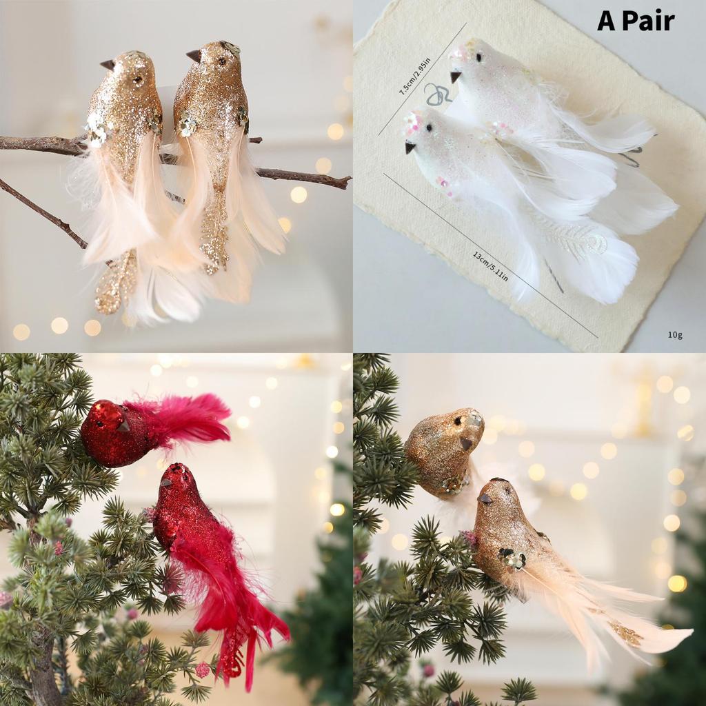 Festive Christmas Decor Foam Bird Figures With Elegant European Style For Home Holiday Decor