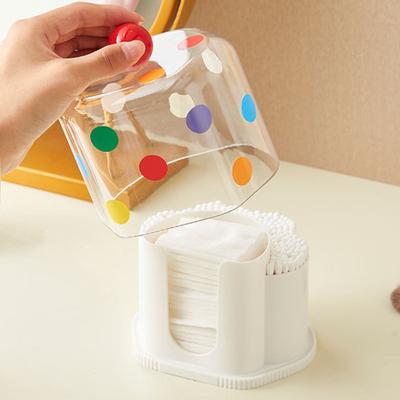 Porta Algodão Estojo de Armazenamento de Cosméticos Grande Capacidade À Prova de Pó Transparente Dispensador de Almofadas de Algodão Porta Cotonetes