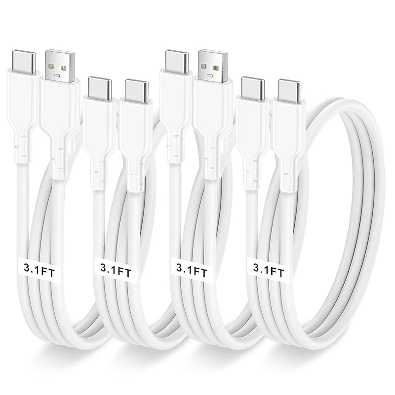 4 Pack Braided Charging Cable 60W 3.1FT(2 Pack USB to USB C and 2 Pack USB C to USB C) Type C 60W Fast Charging Cable for iPhone 17 Series/16 белый