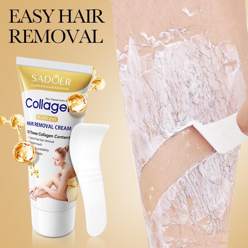 Collagen Gentle Hair Removal Cream SADOER Skin Rejuvenation Non-irritating Underarm Hair Removal Cream