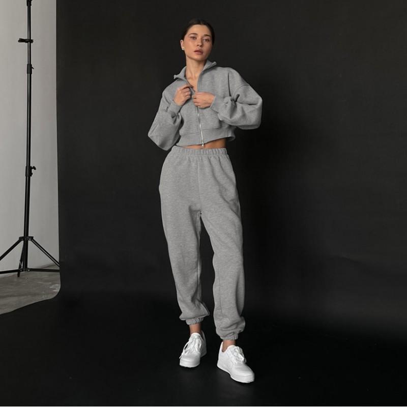 Womens Soft Fleece-Lined Long Sleeve Hoodie Elastic Waist Pants Set Casual Sporty Outfit Daily Wear