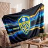 Leeds United Personalized Fleece Blanket With Football Logo, Custom Name Text Soft Warm Home Throw Blanket