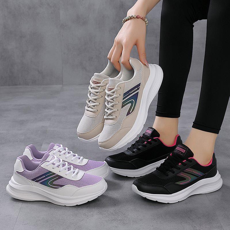 Sneakers running shoes new women's shoes mesh breathable casual white soft sole lightweight student single mesh shoes