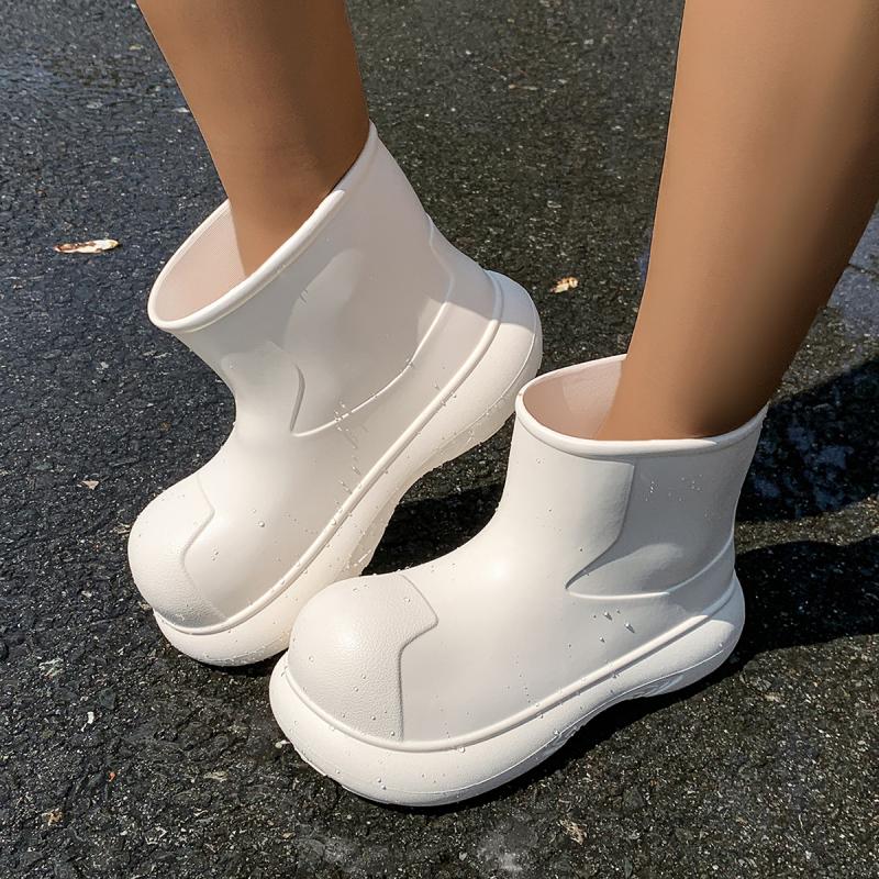 Waterproof Eva Thick Bottom Ankle Boots Women 2025 Winter Chunky Platform Non Slip Rain Boots Cute Round Toe Girl's Water Shoes