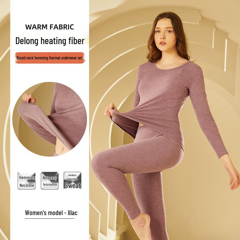 Damski i Męski Zestaw Bielizny Termicznej z Niemieckiego Aksamitu - Bezszwowy, Elastyczny, Okrągły Dekolt, Kolorowy, Dwustronnie Szczotkowany, Odzież Jesienna