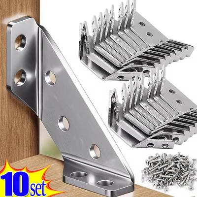 1/5/10/20pcs Thickened Stainless Steel Angle Code 90 Degrees Right Angle Fixed Corner Bracket Furniture Connectors With Screws