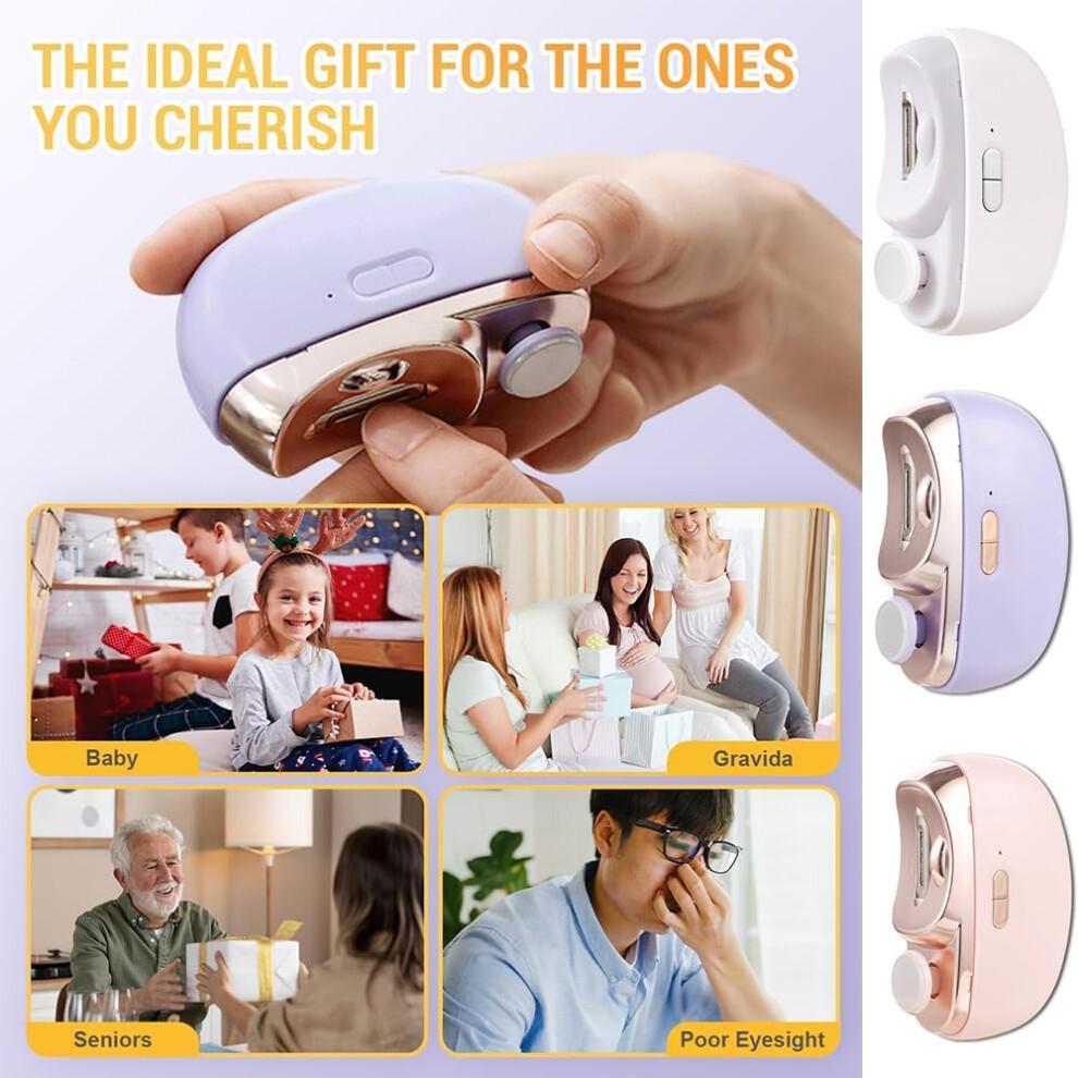 Electric Nail Clipper for Seniors, 3 In 1 Automatic Trimmer with Polishing, Rechargeable Design