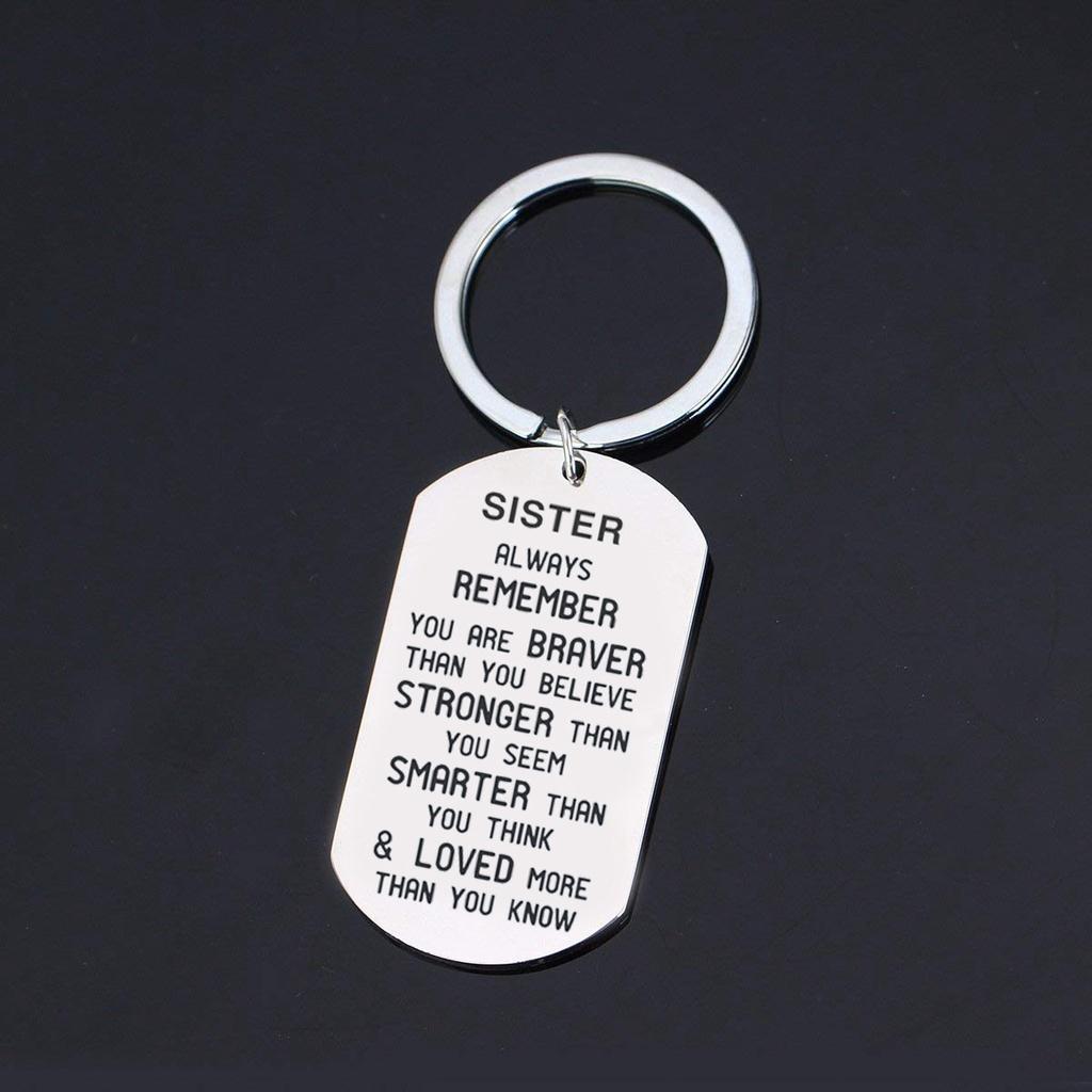 And Brother Trendy Sister Remember You Are Brave Titanium Steel Key Chain