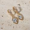 1 Pair Fashion Bow with Water Drops Zirconia Dangle  Earrings for Women Golden Earring Jewelry Party Accessories