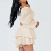 Women's Jumpsuit Fashion Women's Pleated Neck Long Sleeve Casual Loose Dress