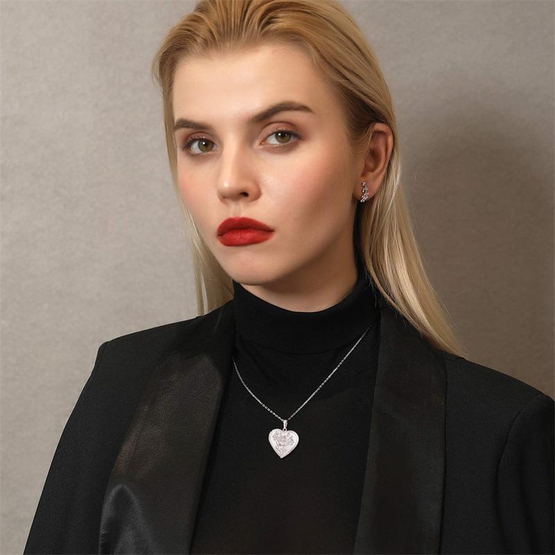 Halsband i rostfritt stål Silver Guld Träd Öppningsbart Hjärta Fotoram Fotobox Halsband