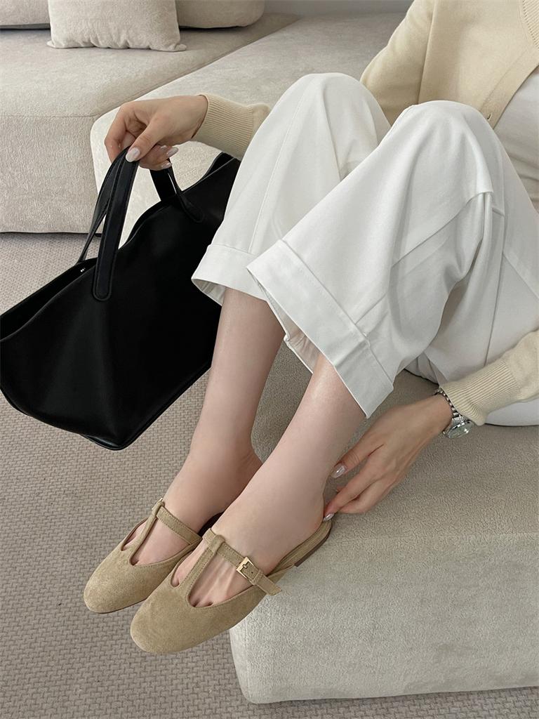 2025 New Autumn Baotou Half-drag Flat Women's Slippers