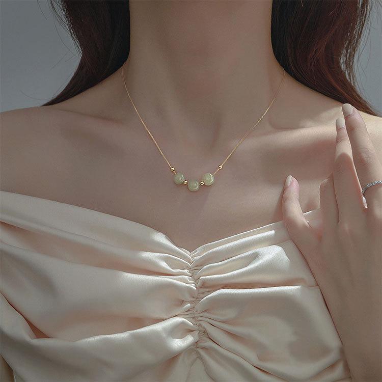 Hetian Jade Necklace New Light Luxury Niche Design Clavicle Chain Simple Summer