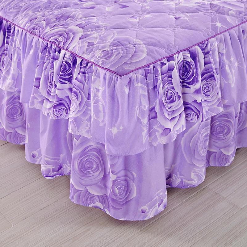 1piece Sheets for Bed Thick Warm Elastic Fitted Queen Mattress Pad Bedspread Bed Skirt Wedding Bedskirt No Pillowcase