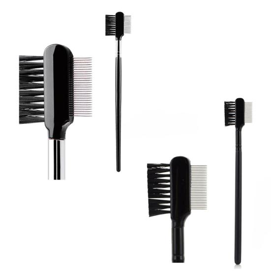 Double-head Eyebrow Brush with Steel Needle Comb Multi-purpose 2-In-1 Brow Styling Brush Portable Travel Women Makeup Grooming Tools