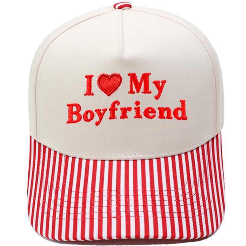 My Boyfriend Love Embroidery Truck Driver Baseball Cap Retro Color Matching Men's and Women's Casual Sun Hat